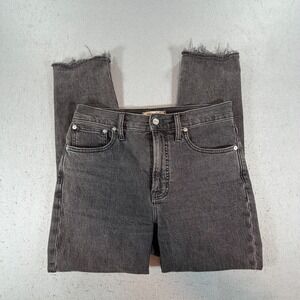 Madewell Perfect‎ Vintage Jeans 27 High Rise Black Raw Hem Stretch